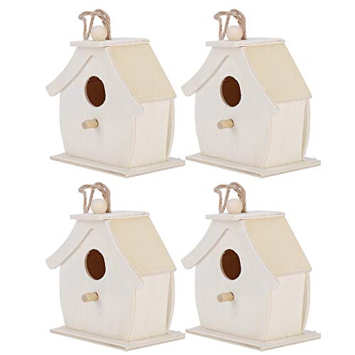 4 Stück Mini-Vogelhäuschen aus Holz zum Aufhängen, Vogelnest, Ornamente für Garten, Außenbereich, Balkon, Hof 4 Stück Mini-Vogelhäuschen aus Holz zum Aufhängen, Vogelnest, Ornamente für Garten, Außenbereich, Balkon, Hof von OUCRIY