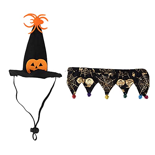 Haustier-Halloween-Mütze und Halsband, 2-teiliges Set, Kürbis-Hundekleidung, Katzenkleidung, Hundebekleidung, Verwandlungskleidung, Kostüm, Kopfbedeckung, Halloween-Hut, Haustier-Halloween-Mütze und Halsband, 2-teiliges Set, Kürbis-Hundekleidung, Katzenkleidung, Hundebekleidung, Verwandlungskleidung, Kostüm, Kopfbedeckung, Halloween-Hut, von OUCRIY