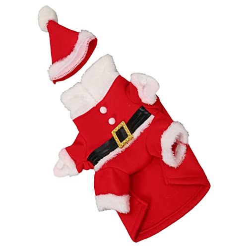Hunde-Weihnachtskostüm, Haustier-Weihnachtskleidung, Warmer und Hautfreundlicher Weihnachtsanzug, Welpen-Weihnachtsanzug mit Hut für die Tägliche Party (M) von OUCRIY