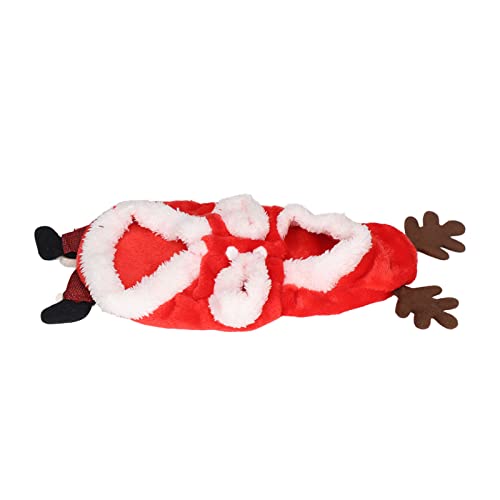 Hunde-Weihnachtskostüm, Weicher Plüsch, Verdickter Weihnachtsmann-Design, Katzen-Weihnachts-Kapuzenmantel für Kleine und Mittelgroße Hunde und Katzen (S) von OUCRIY