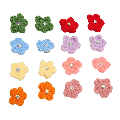 OUCRIY 16 Stück handgefertigte Hundehaarschleifen mit Gummiband, Tierhaarschleifen, Hundeknoten aus Wolle, Vintage, niedliche Blumenschleifen, von OUCRIY