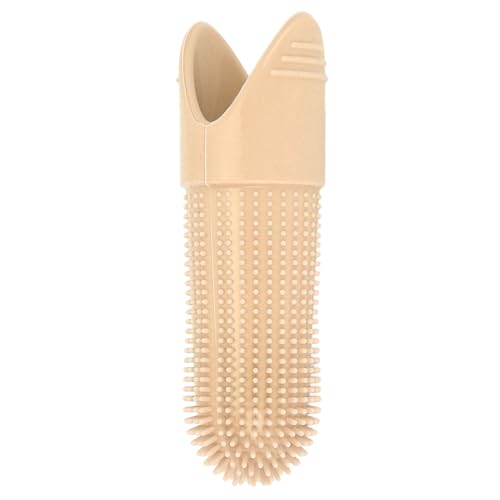 OUCRIY 360 ° Silikon Borstenhund Zahnbürste für Katzen Sichere und Effektive Saubere Lebensmittelqualität Haustierfinger Zahnbürste Pflege (Beige) von OUCRIY