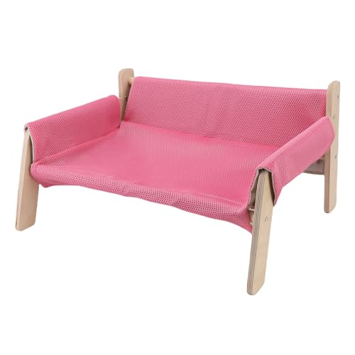OUCRIY Erhöhte Holzkatze Couch, Stallstützen Katzensofa für Heimat - Gemütliche Liege, Design des Hängemattenstils, Idealer Ruheplatz (Rosa) von OUCRIY