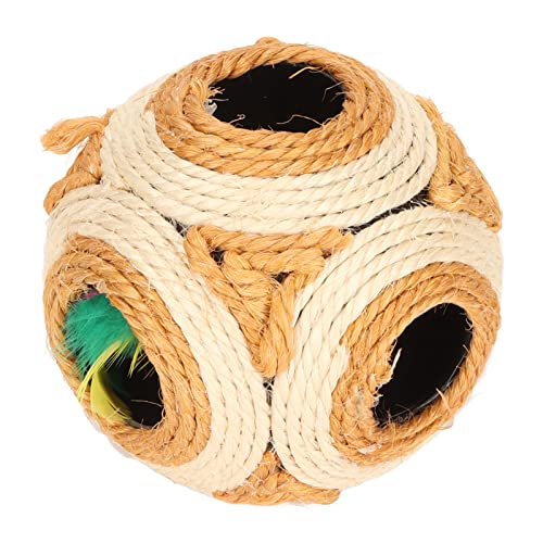 OUCRIY Katzenspielzeug, Sisalball, Katzenkratzball, Interaktives Katzenspielzeug, Biss- und Verschleißfester Katzenball mit Farbiger Feder OUCRIY Katzenspielzeug, Sisalball, Katzenkratzball, Interaktives Katzenspielzeug, Biss- und Verschleißfester Katzenball mit Farbiger Feder von OUCRIY
