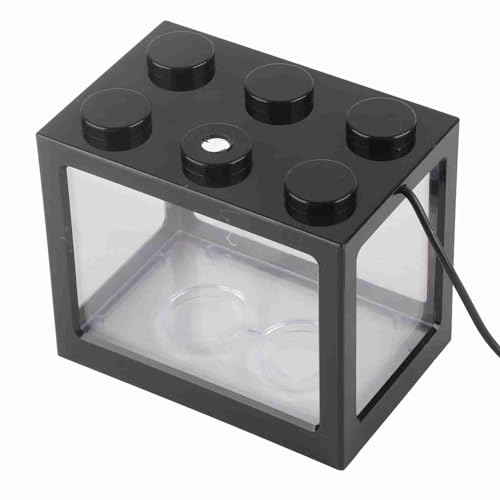 OUCRIY LED-Aquarium, Komplettes Set, Aquarium, Aquarium mit LED-Leuchten, Mini-Deko-Aquarium, USB-LED-Lichtlampen, Aquarium-Box, Büro, Teetisch-Dekoration (Schwarz) von OUCRIY