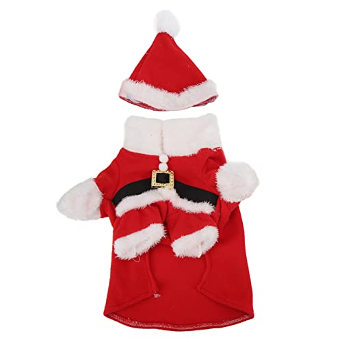 Weihnachtskleidung für Kleine Hunde, Weihnachts-Hundekostüm, Weihnachtsmann-Hunde-Winter-Kapuzenpullover mit Mütze, mittelgroß (S) von OUCRIY