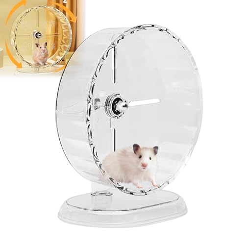 Hamsterrad,Super-leise Hamsterräder,rutschfeste Laufräder Hamster Rad,Einstellbarer Stand Hamster Übungsräder,Ruhiges Rattenrad,für Zwerghamster,Gerbils,Mäuse Kleintiere (Transparent,Ø24cm) von OUGPIU