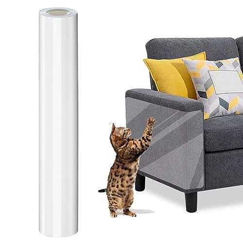 Kratzschutz Katze Tape,30 * 500cm Sofa Transparent Kratzschutz Pad,Selbstklebend Möbelschoner Katze Möbelschutz Kratzpads,Kratzschutz Sofa Katze,Anti Kratz Folie für Katzen,für Möbel Couch Tür Wand von OUGPIU