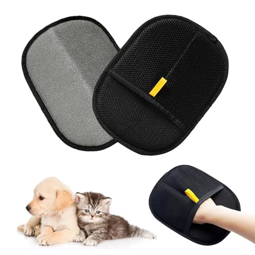 OUGPIU 2 Stück Fellmagnet Handschuhe,Pet Hair Remover Glove,Fell Magnet Static Removal Gloves,Hundehaar Katzenhaar Handschuh für die Pflege und Entfernung Unerwünsch für Glattes und Gesundes Fell von OUGPIU