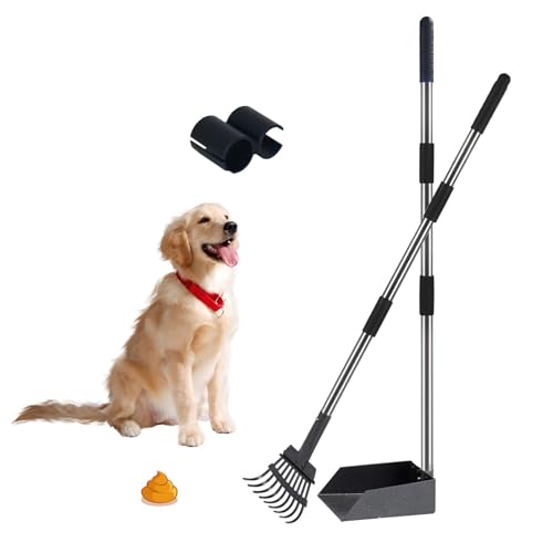 OUGPIU Hundekotschaufel,Leichter Tragbarer KOT-Schaufel für mittelgroße/kleine Hunde,Verstellbarer Edelstahl mit langem Griff,Kotschaufel-Set für Rasen,Garten,Gras,Teleskopische Schaufel für Hundekot von OUGPIU