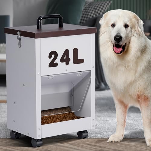Automatischer Futterspender für große Rassen, Schwerkraft, automatischer Hundefutterspender für große Hunde, Metall, verzinkt, 13,6 kg Automatischer Futterspender für große Rassen, Schwerkraft, automatischer Hundefutterspender für große Hunde, Metall, verzinkt, 13,6 kg von OUJIMAI