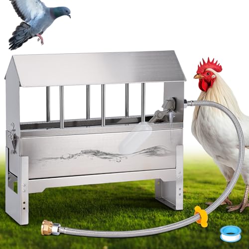 Automatischer Hühnertränker, Metall, Hühner-Wasser-Futterstation, Edelstahl, großes Hühnerbewässerungssystem, automatischer Geflügel-Bewässerungsspender mit Standbeinen für Tauben, Enten, Gans Automatischer Hühnertränker, Metall, Hühner-Wasser-Futterstation, Edelstahl, großes Hühnerbewässerungssystem, automatischer Geflügel-Bewässerungsspender mit Standbeinen für Tauben, Enten, Gans von OUJIMAI