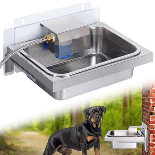 Automatischer Wassernapf für Hunde, Edelstahl, zum Aufhängen, für den Außenbereich, selbstbefüllender Hundenapf für große Rassen, Haustier-Bewässerung, Metall, Wandmontage, automatische Befüllung für Automatischer Wassernapf für Hunde, Edelstahl, zum Aufhängen, für den Außenbereich, selbstbefüllender Hundenapf für große Rassen, Haustier-Bewässerung, Metall, Wandmontage, automatische Befüllung für von OUJIMAI