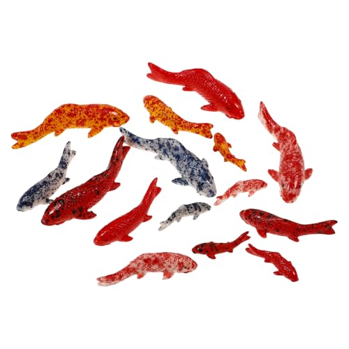 OUNONA 15stücke Resin Fisch-Dekorationen Miniatur Koi-Fisch Figuren Für Aquarien Lebhafte Wohnraum-deko Für Fischliebhaber von OUNONA