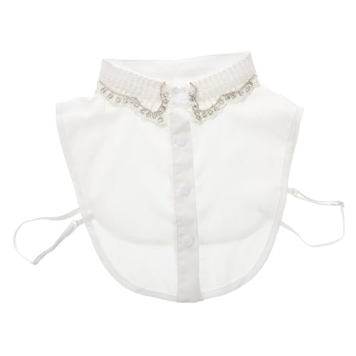 OUNONA Abnehmbarer Falscher Kragen, Chiffon-blusenkragen, Dicker Strass-halbhemdkragen Für Frühling, Herbst, Winter, Pullover, Mäntel von OUNONA