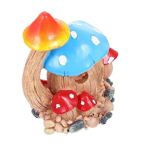 OUNONA Aquarium Deko Pilzhaus aus Resin Dekorative Garnele Versteck Höhle Robustes Fischbecken Ornament Farbige Langlebige für Aquarien und Fischbecken Verstecke von OUNONA