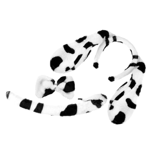 OUNONA Fluffy Dalmatian Hundekostüm Set mit Stirnband Schleife und Bequemes Tier Cosplay Zubehör für Geburtstag Halloween Weihnachtsfeier und Maskerade Charmantes Party Accessoire von OUNONA