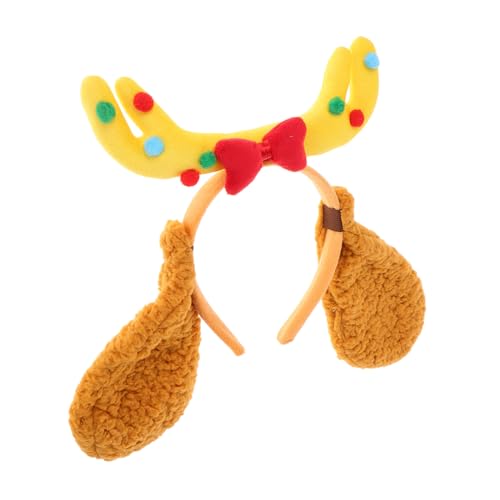 OUNONA Weiches Plüsch Hundestirnband mit Rentiergeweih Komfortables Halloween und Weihnachtskostüm für Welpen Süßes Verstellbares Haustierzubehör für Festliche Anlässe von OUNONA