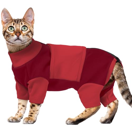 OUOBOB Beruhigungsgeschirr für Katzen, Anti-Stress Weste mit Reißverschluss, Angsthemd für Katzen bei Feuerwerk & Reisen, Rot L OUOBOB Beruhigungsgeschirr für Katzen, Anti-Stress Weste mit Reißverschluss, Angsthemd für Katzen bei Feuerwerk & Reisen, Rot L von OUOBOB