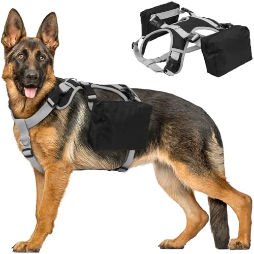 OUOBOB Hundegeschirr mit Rucksack (Abnehmbar) - Wasserdichter Wanderrucksack für Mittel/Große Hunde - Atmungsaktives Mesh, Verstellbar & Robust - Ideal für Labrador, Schäferhund, Camping & Reisen OUOBOB Hundegeschirr mit Rucksack (Abnehmbar) - Wasserdichter Wanderrucksack für Mittel/Große Hunde - Atmungsaktives Mesh, Verstellbar & Robust - Ideal für Labrador, Schäferhund, Camping & Reisen von OUOBOB