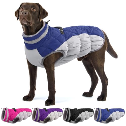 Hunde-Winterjacke, gemütlich, reflektierend, wasserdicht, winddicht, warm, Haustier-Kleidung, bequemes kaltes Wetter, Fleece-Bekleidung, Outfits mit Reißverschluss, Welpen, Spaziergänge und Wandern Hunde-Winterjacke, gemütlich, reflektierend, wasserdicht, winddicht, warm, Haustier-Kleidung, bequemes kaltes Wetter, Fleece-Bekleidung, Outfits mit Reißverschluss, Welpen, Spaziergänge und Wandern von OUOBOB