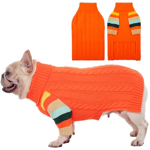 OUOBOB Dicker Hundepullover für große Hunde, bequem, dehnbarer Pullover, Hundepullover für große Hunde, Weihnachtspullover, Unisex, warme Haustier-Strickwaren, Boston Terrier, Frenchie (Orange, L) OUOBOB Dicker Hundepullover für große Hunde, bequem, dehnbarer Pullover, Hundepullover für große Hunde, Weihnachtspullover, Unisex, warme Haustier-Strickwaren, Boston Terrier, Frenchie (Orange, L) von OUOBOB