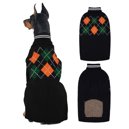 OUOBOB Extra großer Hundepullover für den Winter, warmer Rollkragen-Strickpullover für Hunde mit Ärmeln, weiches dehnbares Sweatshirt für Jungen und Mädchen, Winterspaziergänge, Urlaub, Fotoshootings von OUOBOB