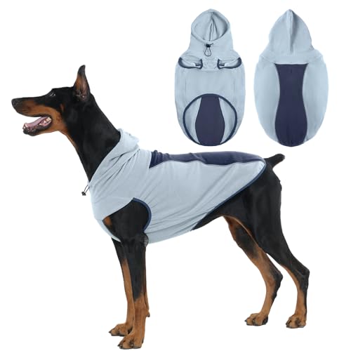 OUOBOB Fleece-Hundepullover, warm, dehnbar, mit Kapuze, Loch für die Leine, ärmellos und reflektierend, weicher Pullover für mittelgroße und große Hunde, Herbst- und Winterspaziergänge, Blau, Größe OUOBOB Fleece-Hundepullover, warm, dehnbar, mit Kapuze, Loch für die Leine, ärmellos und reflektierend, weicher Pullover für mittelgroße und große Hunde, Herbst- und Winterspaziergänge, Blau, Größe von OUOBOB