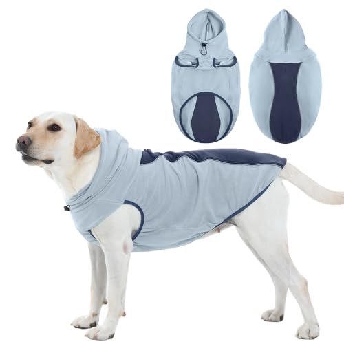 OUOBOB Fleece-Hundepullover – warme Stretch-Fleecejacke, Sweatshirt mit Kapuze, Loch für die Leine, ärmellos und reflektierend, weicher Pullover mit Kapuze für mittelgroße und große Hunde, Herbst- und OUOBOB Fleece-Hundepullover – warme Stretch-Fleecejacke, Sweatshirt mit Kapuze, Loch für die Leine, ärmellos und reflektierend, weicher Pullover mit Kapuze für mittelgroße und große Hunde, Herbst- und von OUOBOB