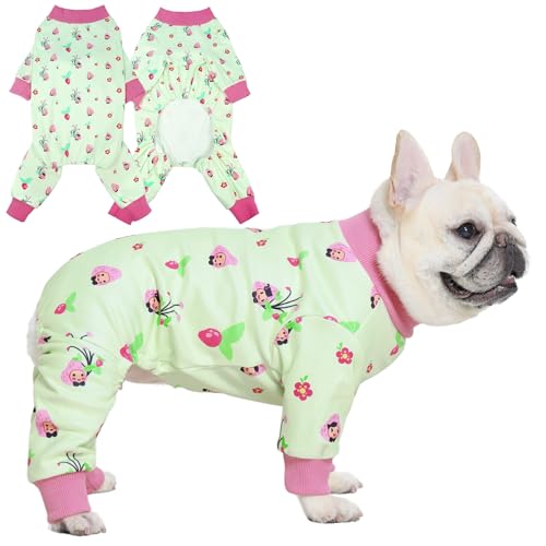 OUOBOB Hunde-Pyjama mit 4 Beinen für mittelgroße und große Hunde, weiche Baumwolle, 4-Wege-Stretch, gemütlich, atmungsaktiv, Haustier-Nachtwäsche für kaltes Wetter und zum Entspannen im Innenbereich von OUOBOB