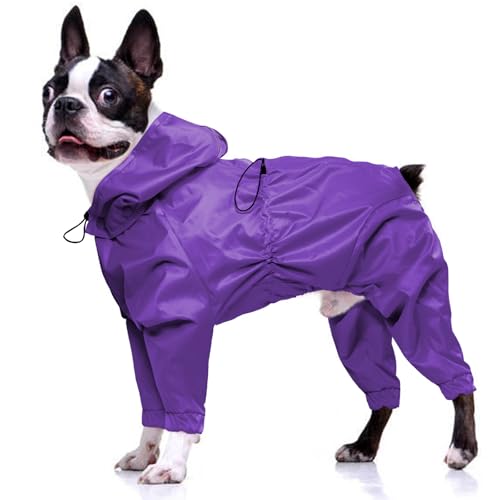 OUOBOB Hunde-Regenmantel, Hunde-Regenmäntel für große Hunde, Regenjacke mit transparenter Kapuze, wasserdichter Haustier-Poncho, schneefeste Weste, Regenbekleidung, Bekleidung mit Loch für die Leine von OUOBOB