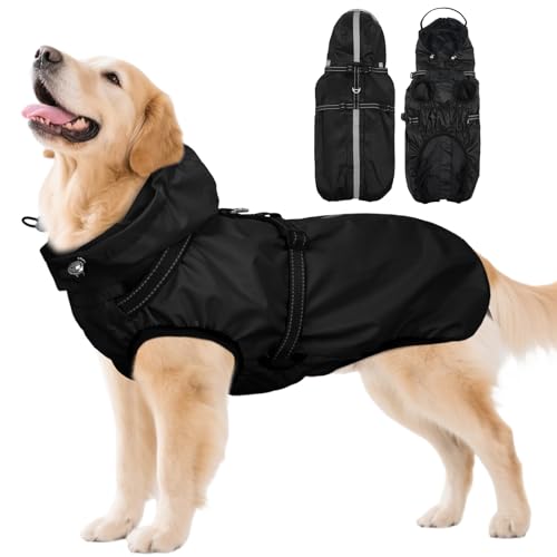 OUOBOB Hunde-Regenmantel, Regenjacke für Hunde, wasserdicht, mit verstellbarem integriertem Geschirr und Reißverschluss hinten, reflektierender Streifen, abnehmbare Kapuze, für den täglichen Gebrauch OUOBOB Hunde-Regenmantel, Regenjacke für Hunde, wasserdicht, mit verstellbarem integriertem Geschirr und Reißverschluss hinten, reflektierender Streifen, abnehmbare Kapuze, für den täglichen Gebrauch von OUOBOB
