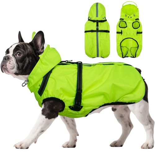 OUOBOB Hunde-Regenmantel, wasserdichte Hunderegenjacke mit verstellbarem Geschirr, Regenmäntel mit transparenter Kapuze, Hundeponcho, Regenbekleidung mit reflektierendem für mittelgroße und große OUOBOB Hunde-Regenmantel, wasserdichte Hunderegenjacke mit verstellbarem Geschirr, Regenmäntel mit transparenter Kapuze, Hundeponcho, Regenbekleidung mit reflektierendem für mittelgroße und große von OUOBOB