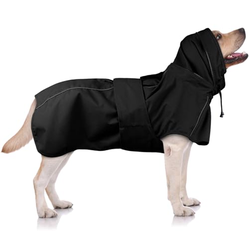 OUOBOB Hunde-Regenmantel XXL, wasserdichte Hunderegenmäntel für große Hunde mit Kapuze, Loch für die Leine, Reflektorstreifen, ideal für Labrador & Golden Retriever, Deutscher Schäferhund, Boxer OUOBOB Hunde-Regenmantel XXL, wasserdichte Hunderegenmäntel für große Hunde mit Kapuze, Loch für die Leine, Reflektorstreifen, ideal für Labrador & Golden Retriever, Deutscher Schäferhund, Boxer von OUOBOB