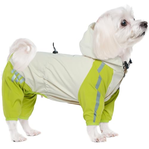 OUOBOB Hunde-Regenmantel für kleine Hunde, 4 Beine, wasserdichte Regenjacke mit Loch für die Leine, reflektierend, Haustierponcho für kleine Hunde, Jungen, Mädchen, Grün, Größe M OUOBOB Hunde-Regenmantel für kleine Hunde, 4 Beine, wasserdichte Regenjacke mit Loch für die Leine, reflektierend, Haustierponcho für kleine Hunde, Jungen, Mädchen, Grün, Größe M von OUOBOB