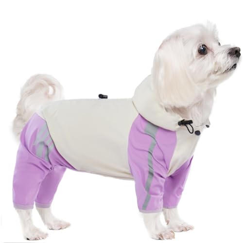 OUOBOB Hunde-Regenmantel, 4 Beine, wasserdicht, reflektierend, Haustierponcho für kleine Hunde, Jungen, Mädchen, Lila, Größe XL OUOBOB Hunde-Regenmantel, 4 Beine, wasserdicht, reflektierend, Haustierponcho für kleine Hunde, Jungen, Mädchen, Lila, Größe XL von OUOBOB