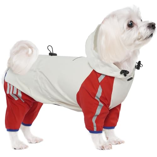 OUOBOB Hunde-Regenmantel für kleine Hunde, 4 Beine, wasserdichte Regenjacke mit Loch für die Leine, reflektierend, Haustierponcho für kleine Hunde, Jungen, Mädchen, Rot, Größe XXL OUOBOB Hunde-Regenmantel für kleine Hunde, 4 Beine, wasserdichte Regenjacke mit Loch für die Leine, reflektierend, Haustierponcho für kleine Hunde, Jungen, Mädchen, Rot, Größe XXL von OUOBOB