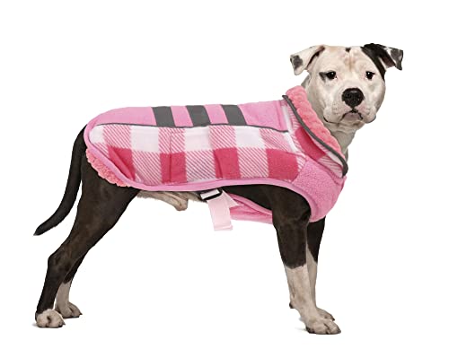 OUOBOB Hunde-Wintermantel, reflektierend, warme Kleidung, Hundejacke, verstellbar, winddicht, gemütlich, weich, bequem, Plüschfutter, geeignet für kleine, mittelgroße und große Hunde von OUOBOB