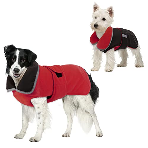 OUOBOB Hunde-Wintermantel, wendbar, für kaltes Wetter, reflektierende Haustier-Kleidung, warmes weiches Fleece, verdickte Weste, Outfit, Outdoor-Bekleidung für kleine, mittelgroße und große Hunde von OUOBOB