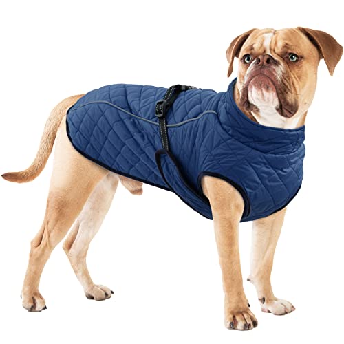 OUOBOB Hunde-Wintermantel, winddicht, für kaltes Wetter, verstellbare Hundebekleidung, Weste, warmes Fleece-Futter, Kostüm mit reflektierendem Sicherheitsstreifen, für mittelgroße und große Hunde von OUOBOB