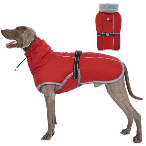 OUOBOB Hundemantel, Großer Hund Wintermantel, wasserdichte Hundeweste, Reflektierende warme Hund Schneemantel, Hund Clod Wetter Bekleidung, Winddichte verstellbare Hund Schneeanzug Rot XXXL OUOBOB Hundemantel, Großer Hund Wintermantel, wasserdichte Hundeweste, Reflektierende warme Hund Schneemantel, Hund Clod Wetter Bekleidung, Winddichte verstellbare Hund Schneeanzug Rot XXXL von OUOBOB