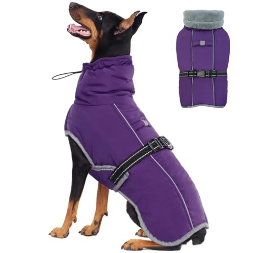 OUOBOB Hundemantel, Hundejacken für mittlere Hunde, wasserdichte Hundeweste, Reflektierende warme Hund Schneemantel, Hund Clod Wetter Bekleidung, Winddichte verstellbare Hund Schneeanzug Lila L OUOBOB Hundemantel, Hundejacken für mittlere Hunde, wasserdichte Hundeweste, Reflektierende warme Hund Schneemantel, Hund Clod Wetter Bekleidung, Winddichte verstellbare Hund Schneeanzug Lila L von OUOBOB