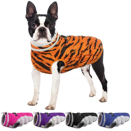 OUOBOB Hundemantel Mit Integriertem Geschirr - Warme, Wasserdichte Fleeceweste Mit Reflektierendem Schneeanzug für Kaltes Wetter - Winddichtes Schneejacken-Outfit von OUOBOB