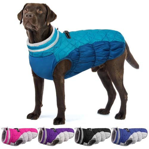 OUOBOB Hundemantel Mit Integriertem Geschirr - Warme, Wasserdichte Fleeceweste Mit Reflektierendem Schneeanzug für Kaltes Wetter - Winddichtes Schneejacken-Outfit von OUOBOB
