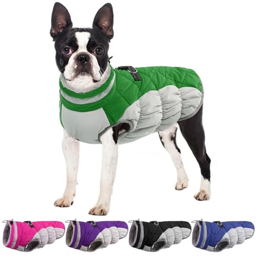 OUOBOB Hunde-Winterjacke, gemütlich, reflektierend, wasserdicht, winddicht, warmes Haustierkleidung, bequem, kaltes Wetter, Fleece-Bekleidung, mittelgroße und große Hunde, Welpen von OUOBOB