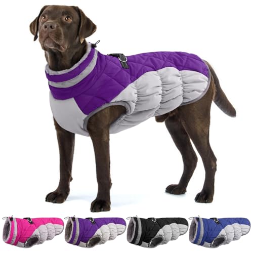 OUOBOB Hundemantel, warme Hundejacken, Hundemäntel mit integriertem Geschirr, wasserdichte Hunde-Fleeceweste, reflektierender Hunde-Schneeanzug für kaltes Wetter, winddichtes Hunde-Schneejacken-Outfit OUOBOB Hundemantel, warme Hundejacken, Hundemäntel mit integriertem Geschirr, wasserdichte Hunde-Fleeceweste, reflektierender Hunde-Schneeanzug für kaltes Wetter, winddichtes Hunde-Schneejacken-Outfit von OUOBOB