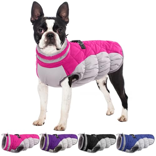 OUOBOB Hunde-Winterjacke, gemütlich, reflektierend, wasserdicht, winddicht, warmes Haustierkleidung, bequem, kaltes Wetter, Fleece-Bekleidung, mittelgroße und große Hunde, Welpen von OUOBOB