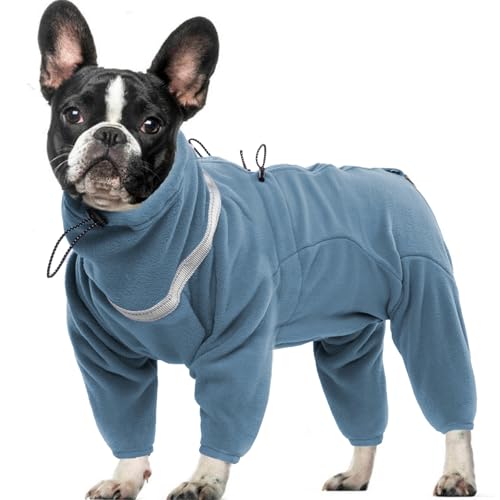 OUOBOB Hundemantel, warme Hundemäntel, Polar Fleece Hundejacke, Winter Kaltwetterweste, Pullover Fleece Pyjamas Overall Onesie, Hund Pullover mit Geschirr Eingebaut für kleine mittlere große Hunde von OUOBOB