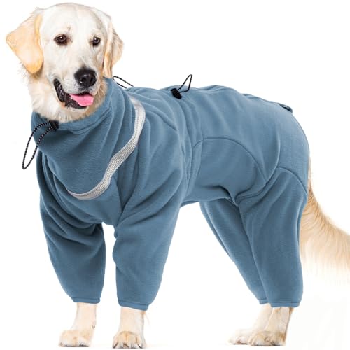 OUOBOB Hundemantel, warme Hundemäntel, Polar Fleece Hundejacke, Winter Kaltwetterweste, Pullover Fleece Pyjamas Overall Onesie, Hund Pullover mit Geschirr Eingebaut für kleine mittlere große Hunde von OUOBOB