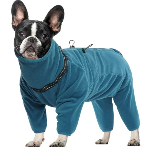 OUOBOB Hundemantel, warme Hundemäntel, Polar Fleece Hundejacke, Winter Kaltwetterweste, Pullover Fleece Pyjamas Overall Onesie, Hund Pullover mit Geschirr Eingebaut für kleine mittlere große Hunde von OUOBOB